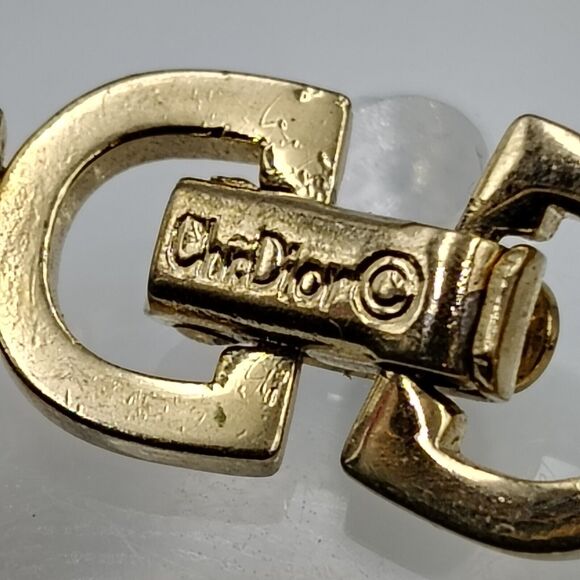 Vintage Christian Dior Gold Tone Cream Enameling Bracelet 7.75" AS IS - Picture 15 of 16